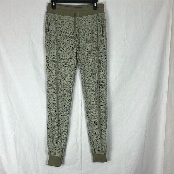 Sage Green Intimately Free People Textured Lace Jogger Pants - Picture 1 of 5